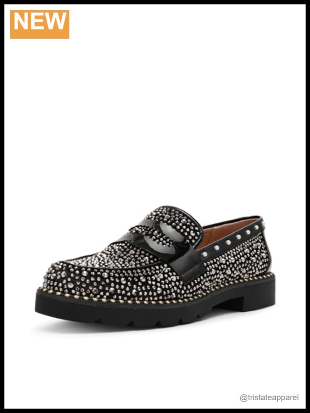 Rhinestone Embellished Slip-On Loafers Flats Business Casual